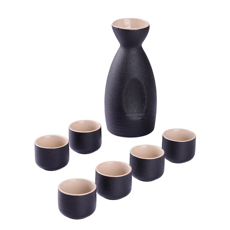

7Pcs Vintage Ceramic Sake Pot Cups Set Japanese Style Hip Flasks Home Kitchen Office Flagon Liquor Cup Drinkware Creative Gifts