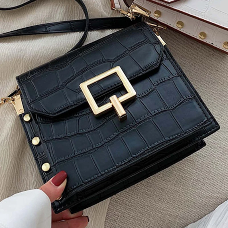 2020 женские сумки через плечо из искусственной кожи с каменным узором сумка