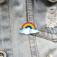 cartoon acrylic brooch vintage rainbow badges cute wish pin for backpacks hat coat accessories scarf buckle jewelry gifts