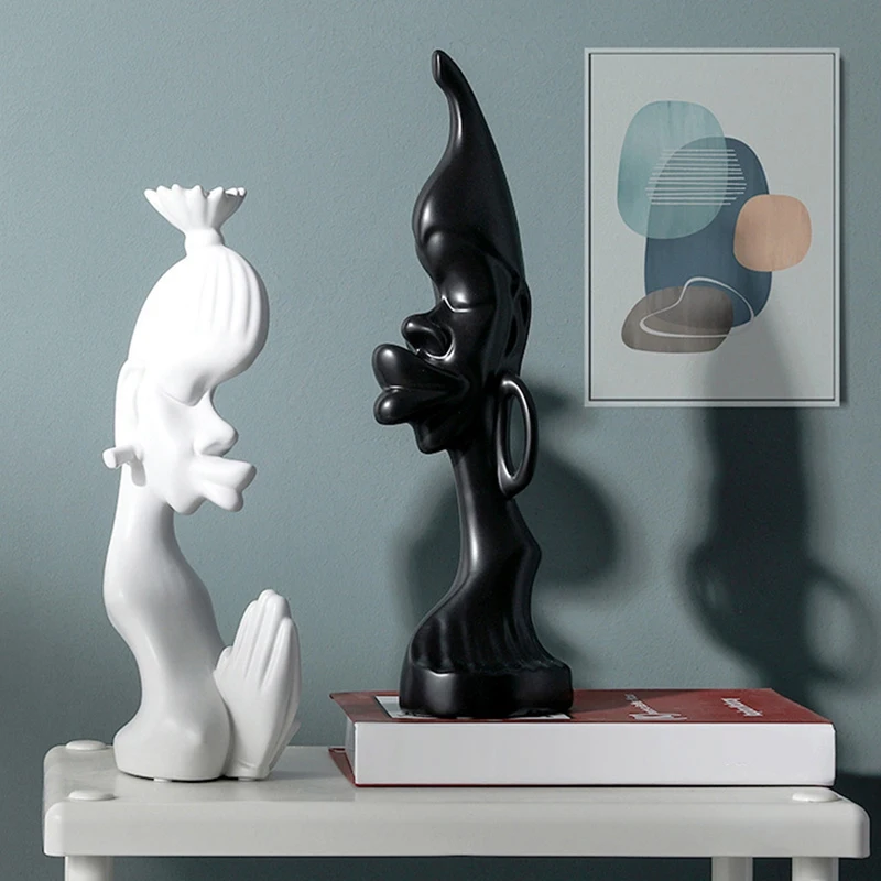 Керамические абстрактные статуэтки для мужчин и женщин 2 шт./компл. белая черная