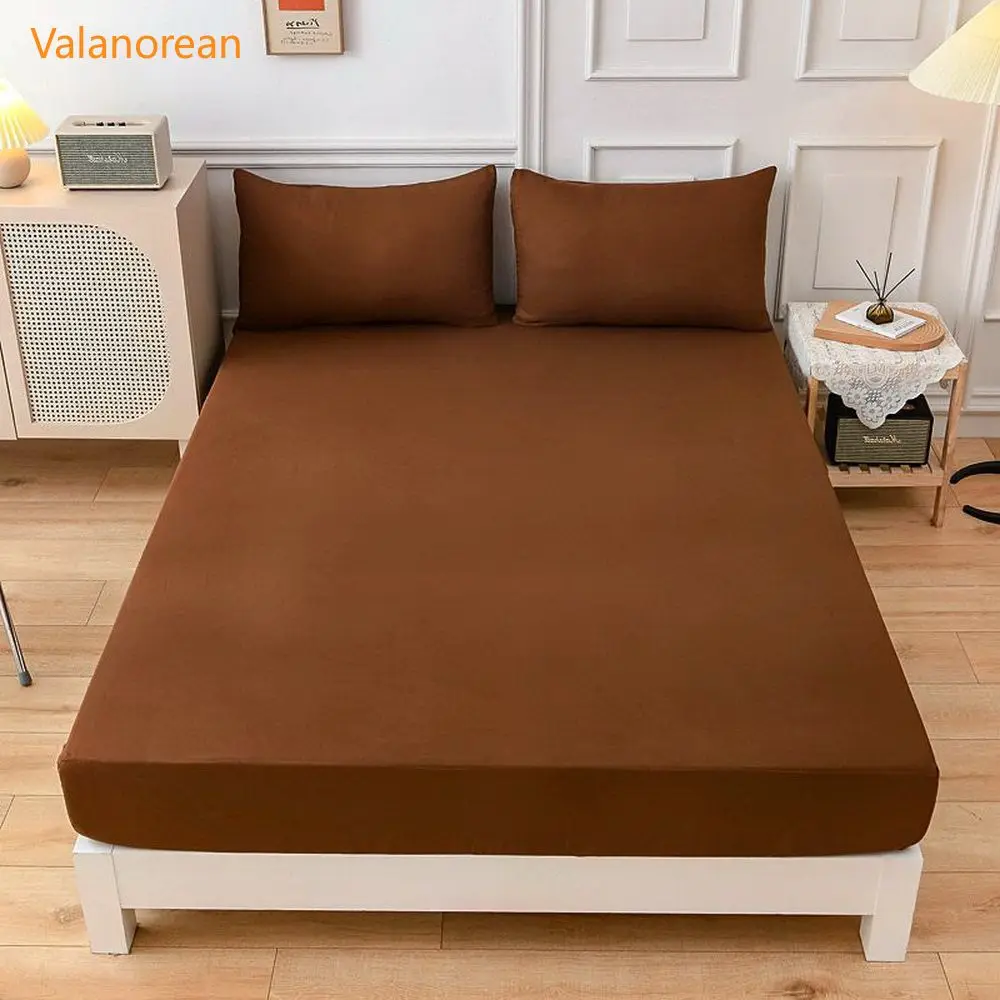 

Coffee brown Home Bed classic Bed Fitted Sheets Sabanas Mattress Cover with Elastic Microfiber 180*200*27,120*200*27cm