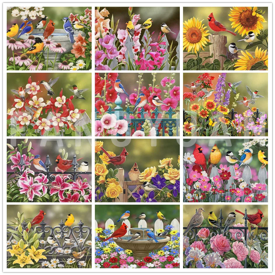 

5D Diy Diamond Painting Flower Bird Animal Cross Stitch Mosaic Diamond Embroidery Full Square Round Drill Home Decoration