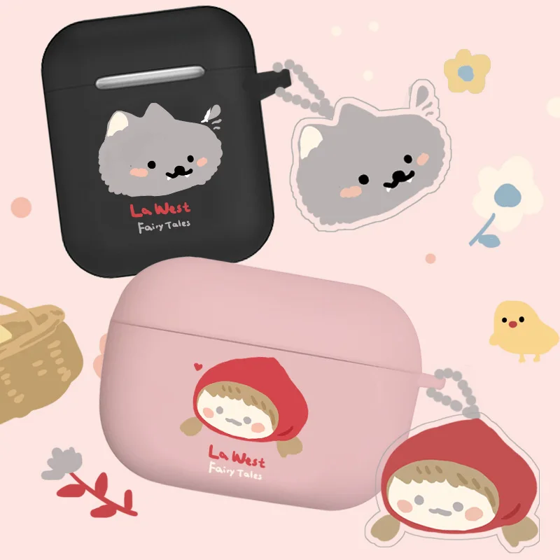 STARRY FOREST Милый чехол с красной шапочкой и волком для airpods 1 2 pro мягкий девочек