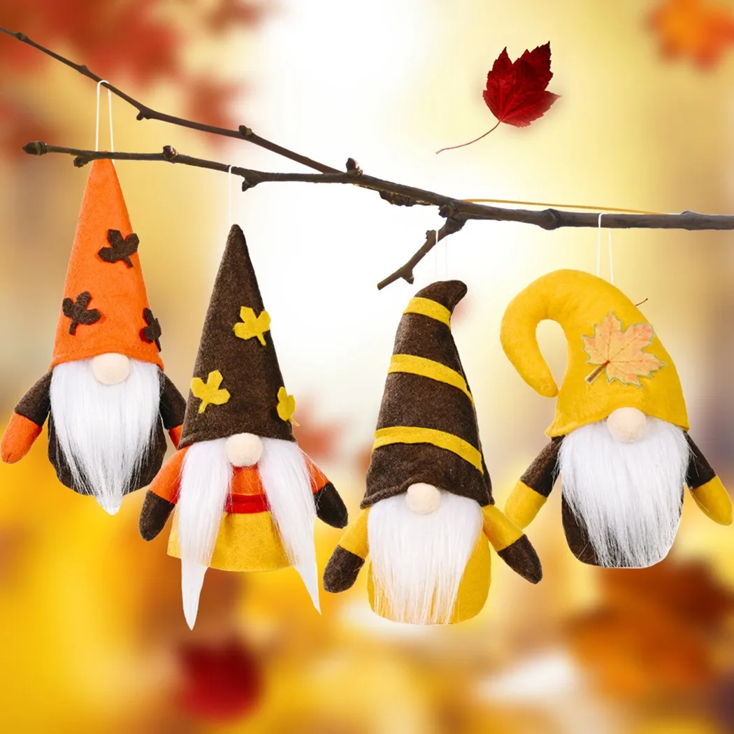 

Thanksgiving Faceless Doll Autumn Harvest Festival New Pumpkin Maple Leaf Faceless Doll Pendant Decoration For Home Camping