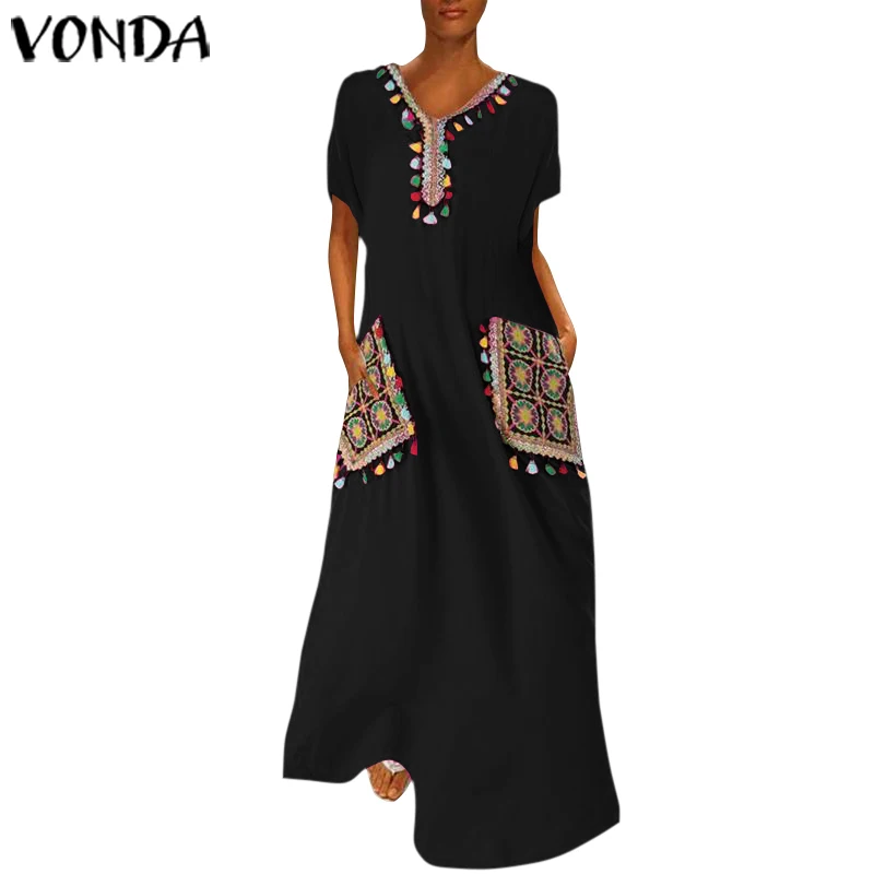 Платье VONDA с богемным принтом винтажное вечернее длинное платье макси