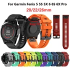 Ремешок силиконовый для наручных часов Garmin Fenix6 6S 6X Pro 7 7S 7X 5 5X 5S 3HR Fenix5, быстросъемный браслет Easyfit, 262220 мм