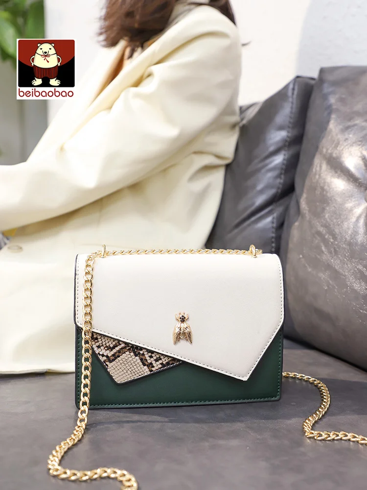 

Beibao is popular in this year's bag 2021 new fashion women's bag with simple chain texture single shoulder small square bag