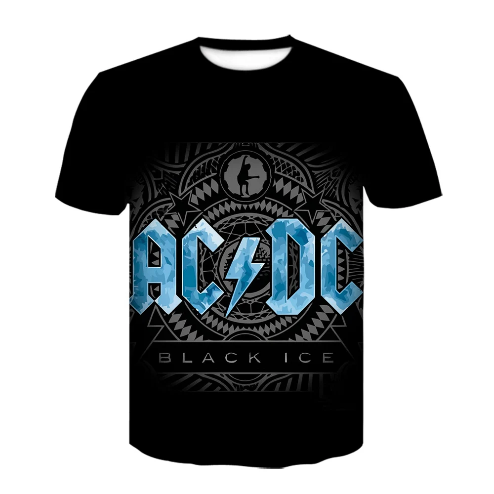 

2021 Summer Short-sleeved T-shirt Brand Men's Plus Size T-shirt Male Hip-hop Men's Metal Rock Band 3D Printing Black Ice T-shirt