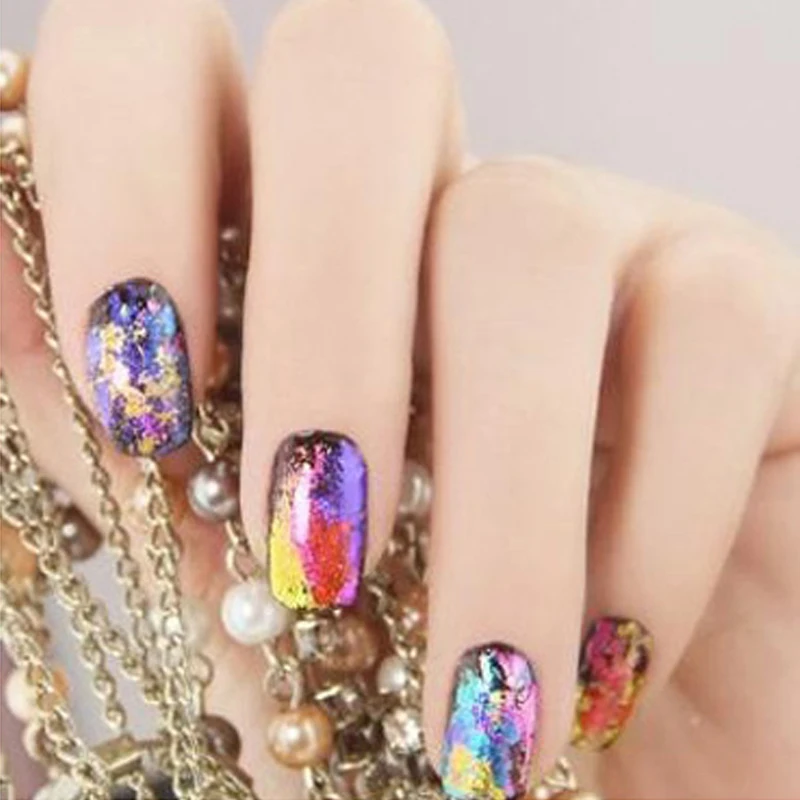 Наклейка для дизайна ногтей зеленая фиолетовая Радужная 1 рулон 24 цвета|Стикеры и