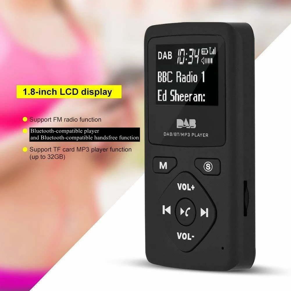 Портативный мини DAB + радио цифровой карманный радиоприемник FM с