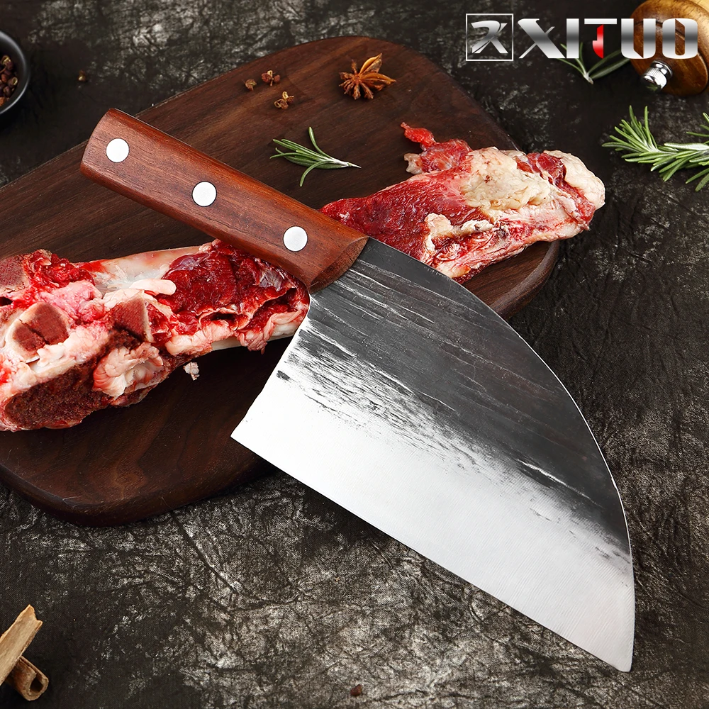 Ручной Кованый нож шеф повара острый Кливер из высокоуглеродистой стали широкие