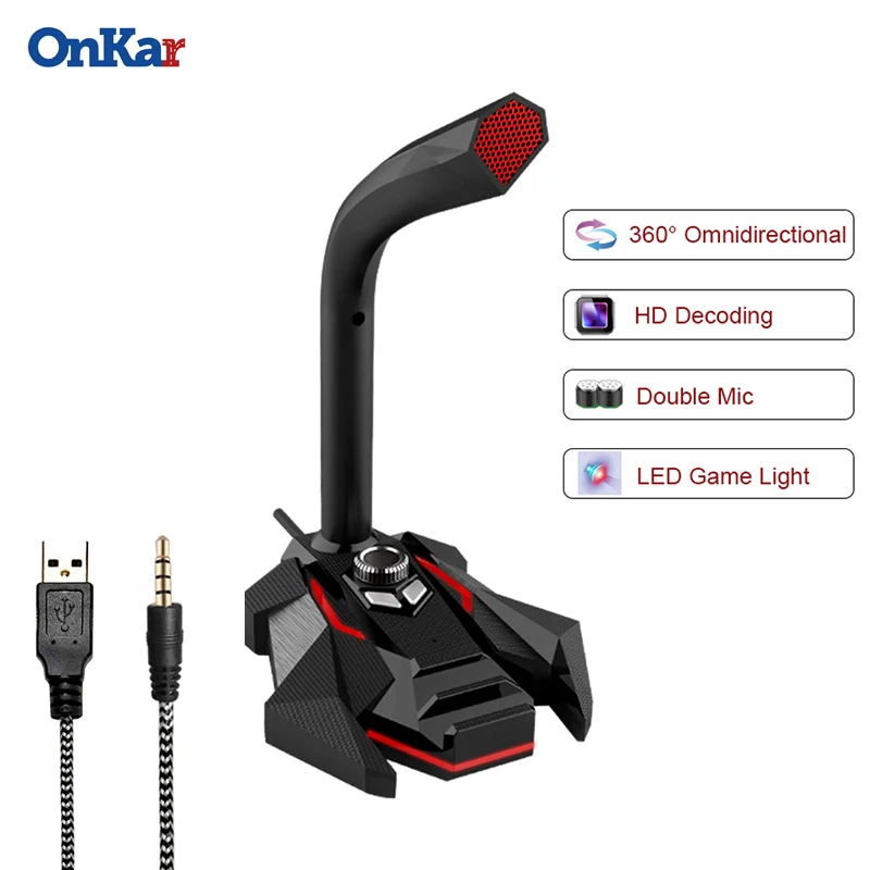 Двойной микрофон светодиодный динамический проводной 5 в постоянного тока USB