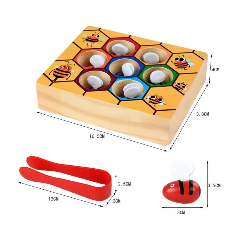 Деревянная головоломка-сортировка Монтессори с Пчелой в улей раннее обучение