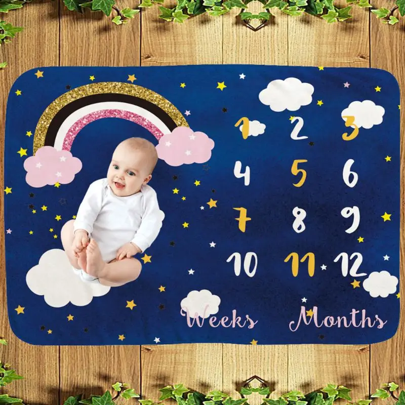 

Baby Milestone Rainbow Blanket Photo Background Cloth Infants Photography Prop