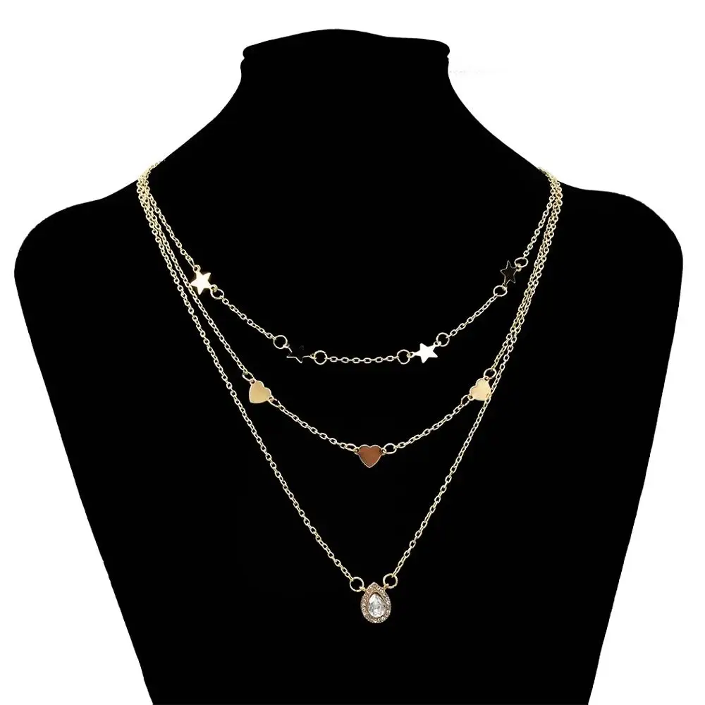 France 2 Style Multi-layer Sea Shell Star Moon Pendant Necklace For Girls Party Summer Women European and American Beach Jewelry | Украшения