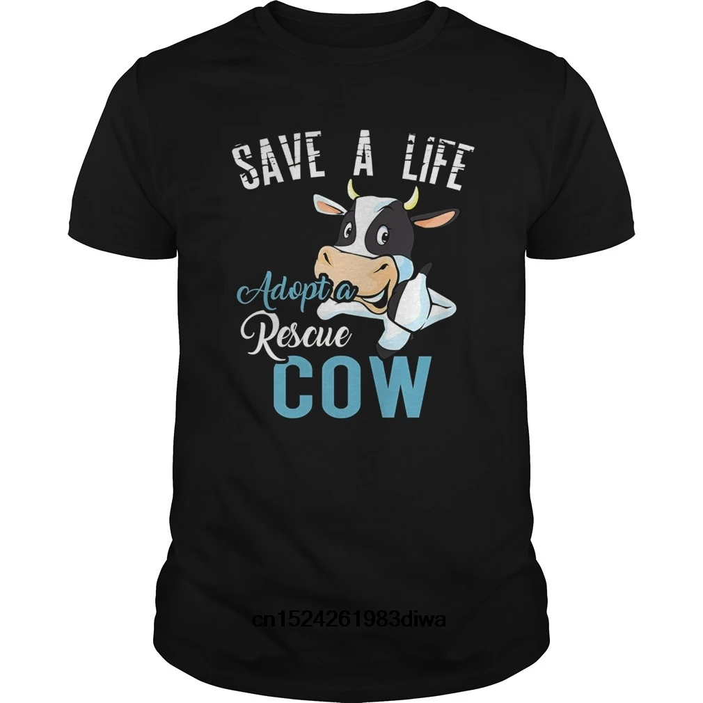 

Funny Men t shirt Women novelty tshirt Save A Life Adopt A Rescue Cow - Shirt For Cow Lover cool T-Shirt