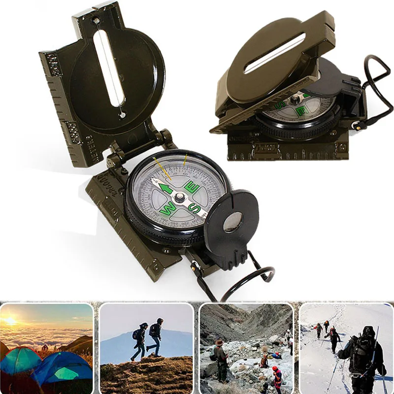 

Outdoor Multifunctional Military Army Compass With Measuring Magnifying Glass Sighting Survival Tool Emergency Travel Navigators