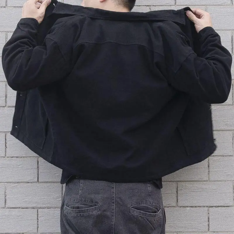 Простая джинсовая куртка для мужчин черная классическая универсальная