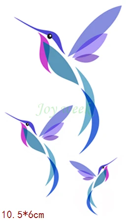 Водонепроницаемая Временная тату наклейка синяя летучая птица Kingfisher Hummingbird tatto s