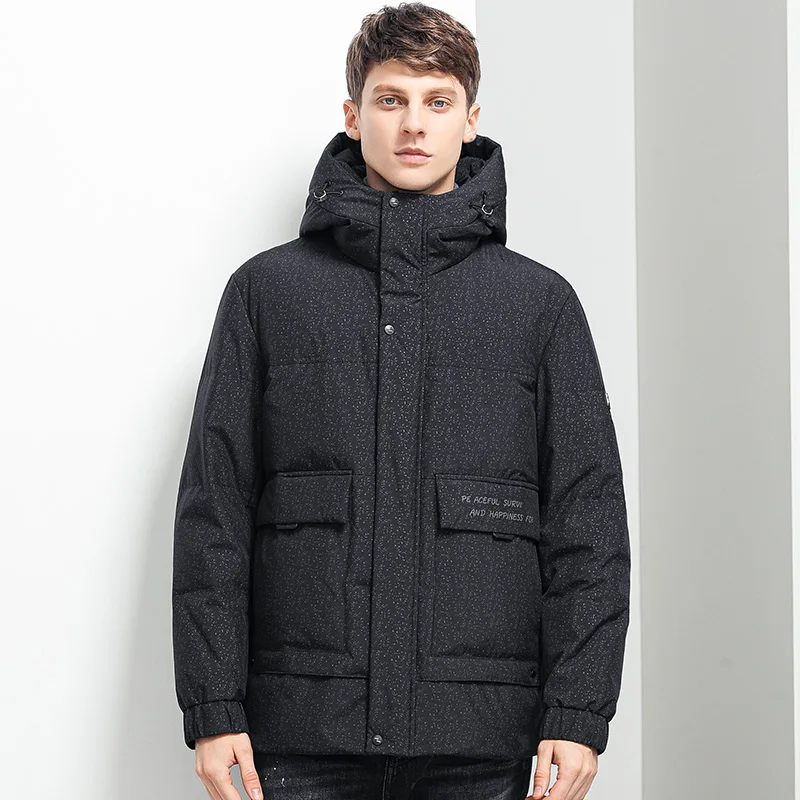 Men's White Duck Down Jacket Fashion Warm Hooded Thick Stand Collar Jacket Coat Male Casual High Quality New Winter Down Coat