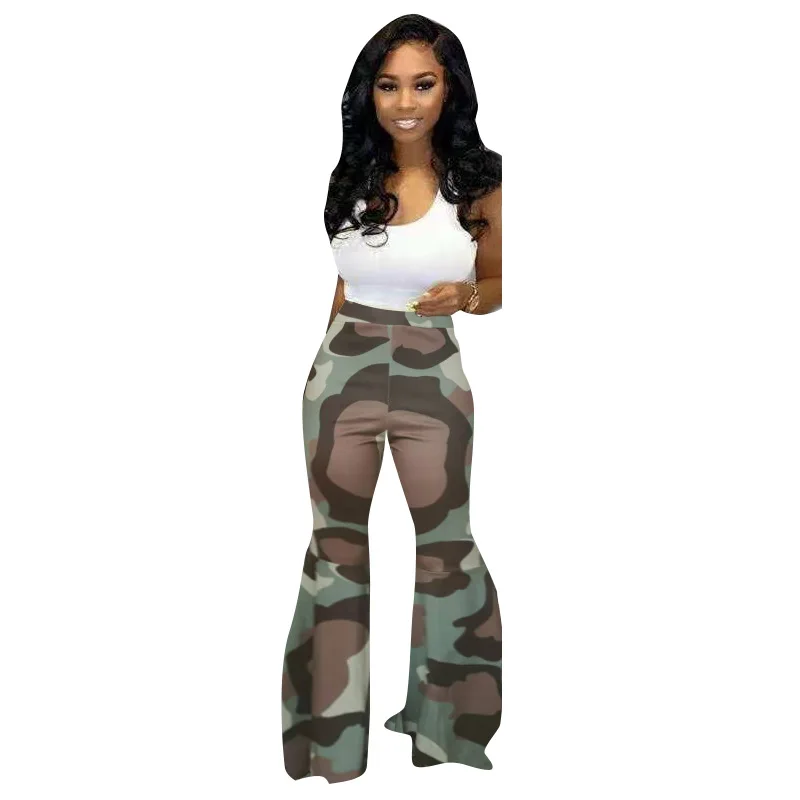 Стильные камуфляжные облегающие Женские брюки с высокой талией 2019 осенние
