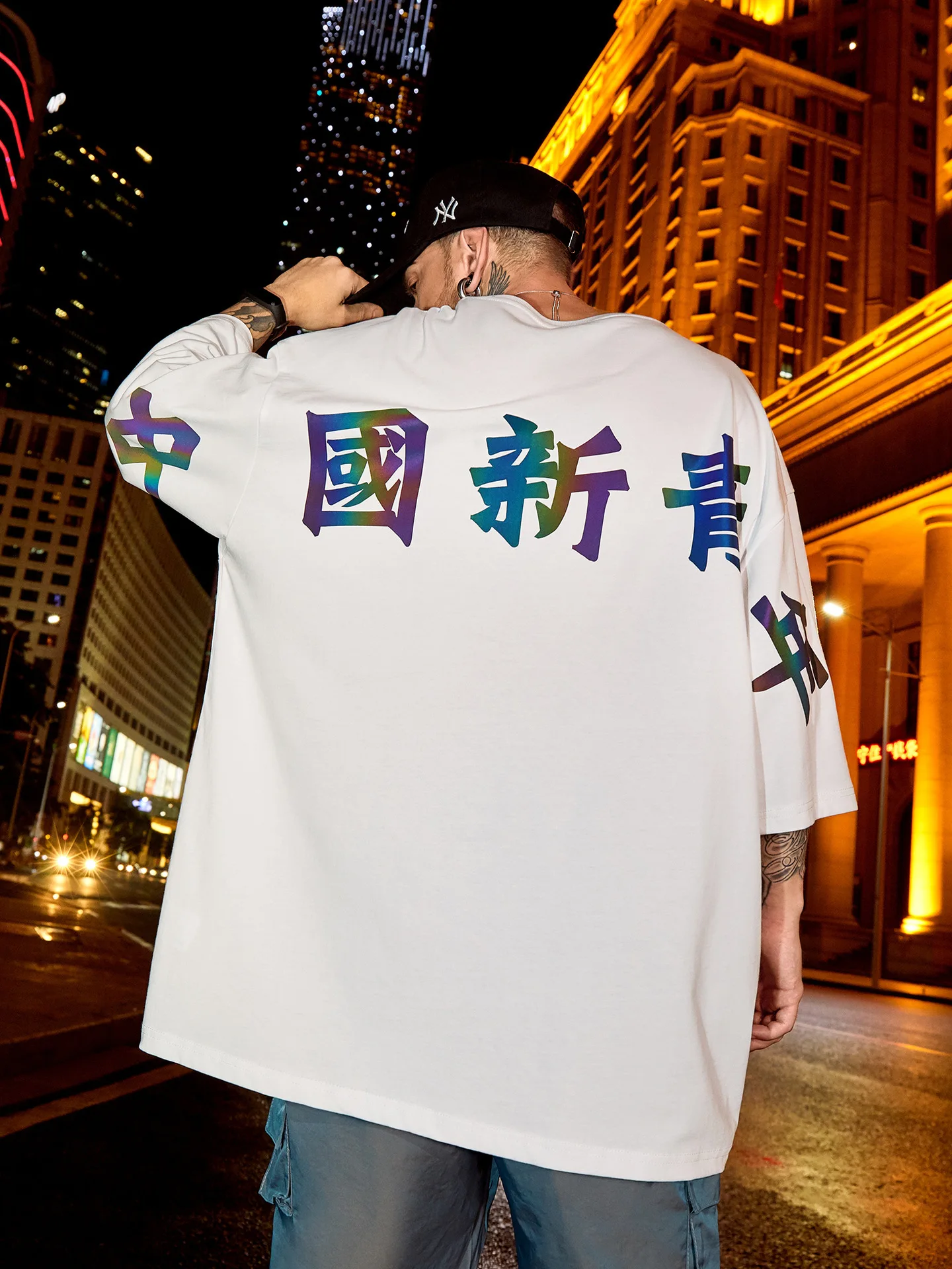 

Wimilous Men's T-shirt Chinese Fashion Short-Sleeve Baggy Couples Chinese Styles Trendy insHigh-Street Hip-Hop
