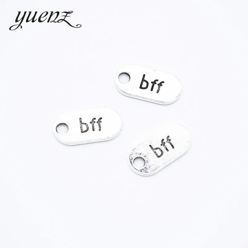 

YuenZ 20pcs Antique silver color alloy Metal letter bff pendant Charms for Jewelry Making Diy Handmade Jewelry 18*9mm S260