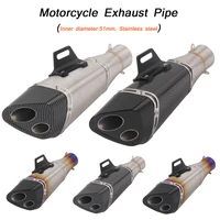 motorcycle exhaust pipe tip stainless steel silencer system link pipe 51mm universal exhaust modified 346mm length vent tubes