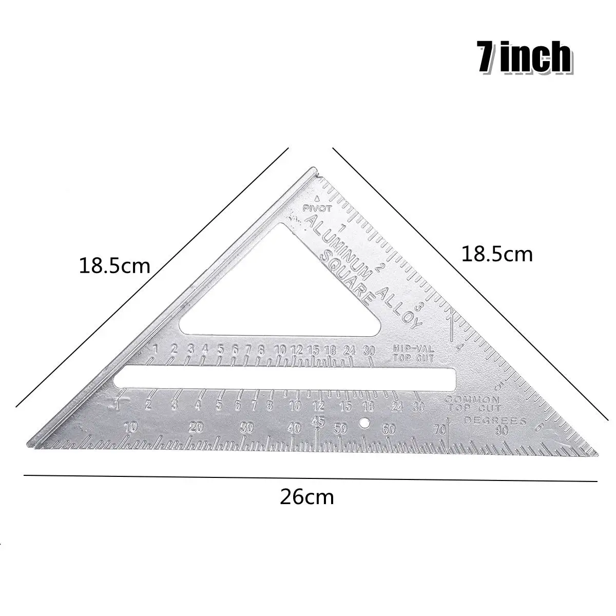 

Angle Ruler 7inch Imperial Aluminum Alloy Triangular Measuring Ruler Woodwork Speed Square Triangle Angle Protractor