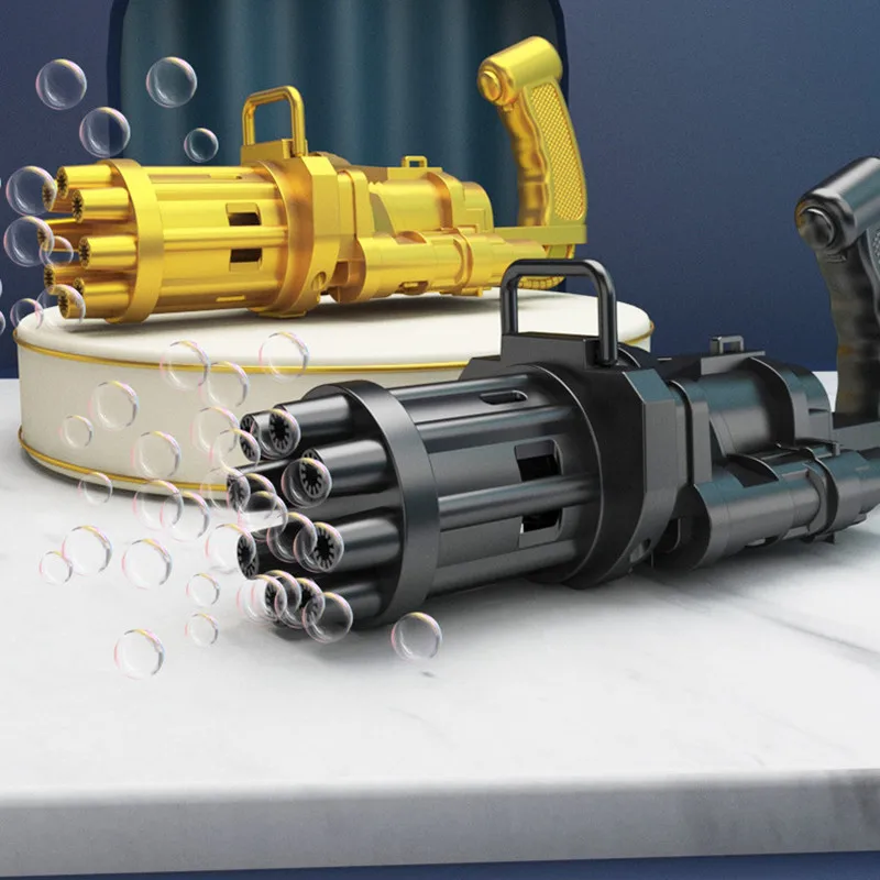 

New Kids Toy Gatling Gun Bubble Machine Summer 2-in-1 Automatic Soap Water Bubble For Children Outdoor Wedding Bubble Gift Toys