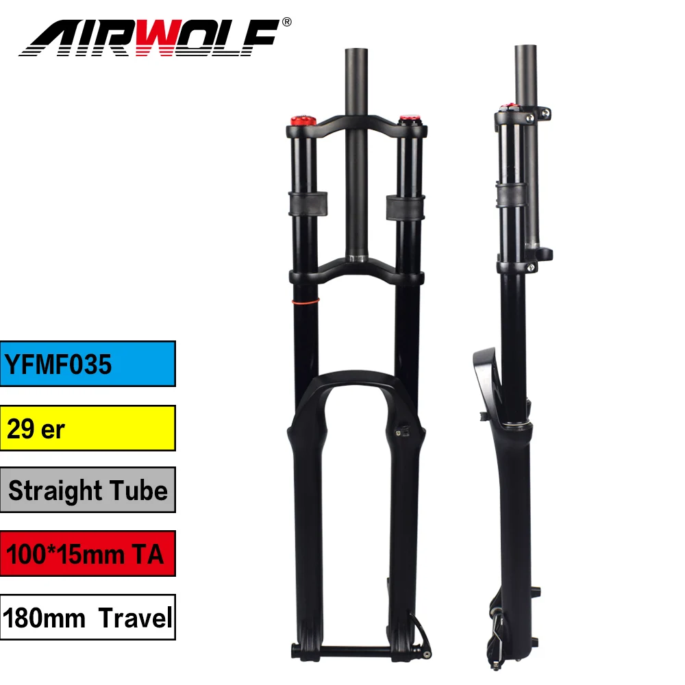 

AIRWOLF Air Mtb Fork Suspension Bike 29 Mountain Bicycle Forks DH Thru Axle 100*15mm Weight 2518g Straight Tube 29er Front Fork