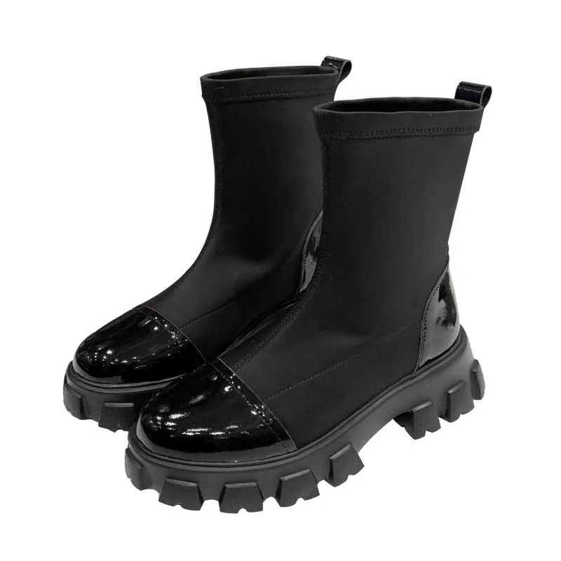 Ботинки Челси женские эластичные ботинки из натуральной кожи в стиле пэчворк