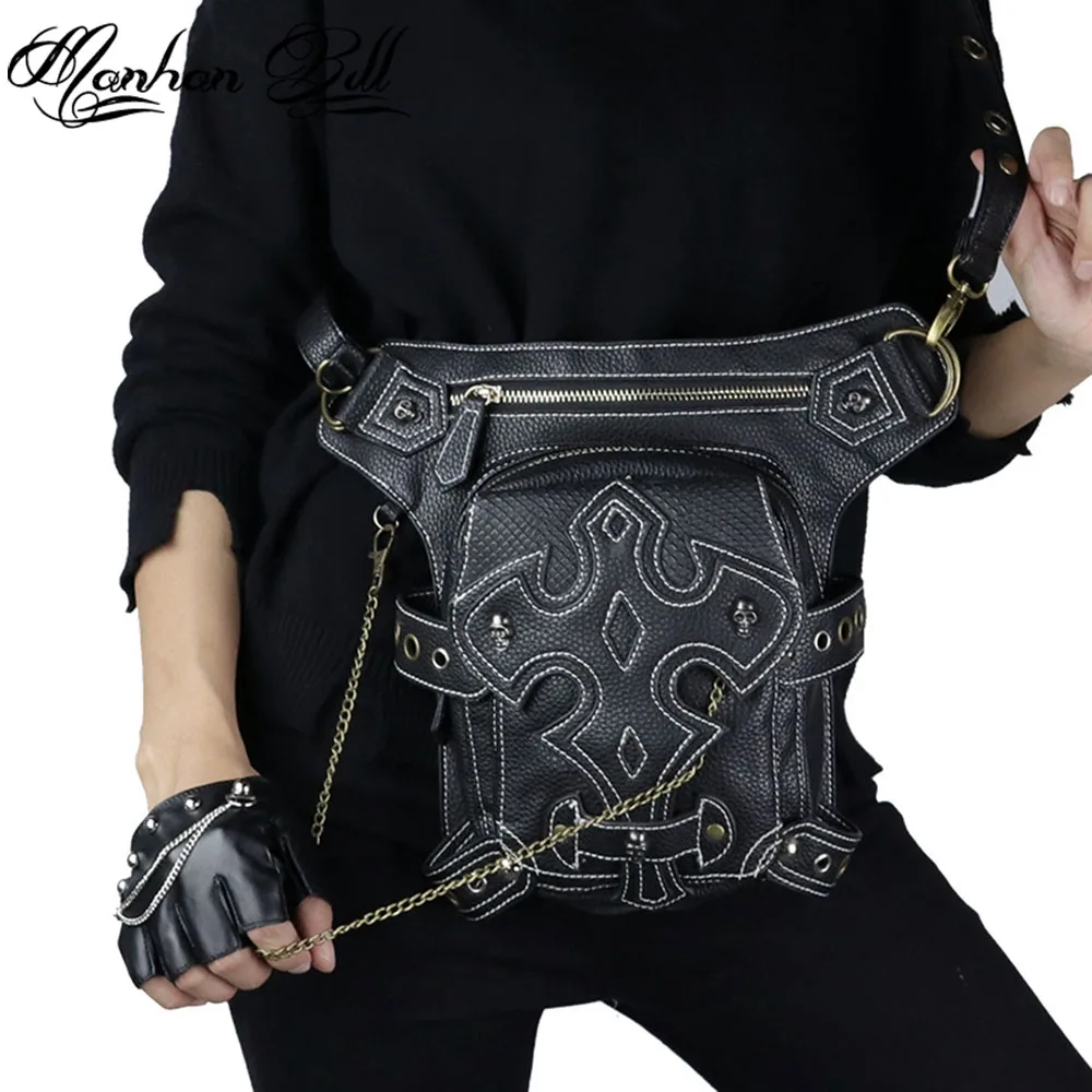 

2021 New Medieval Retro Design Female Bag Black One-Shoulder Diagonal Bag Outdoor Sports Tactical Waist Bag