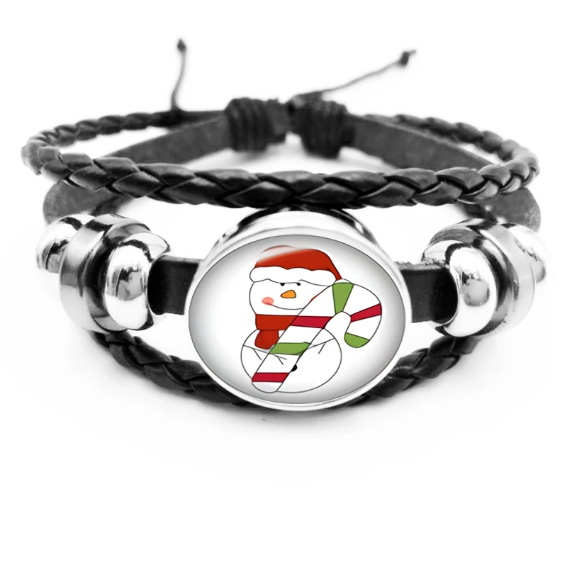 

HOU ! 2020 New Hot Christmas Happy Cool Cartoon Pattern Glass Series Glass Convex Men's Fashion Bracelet Gift