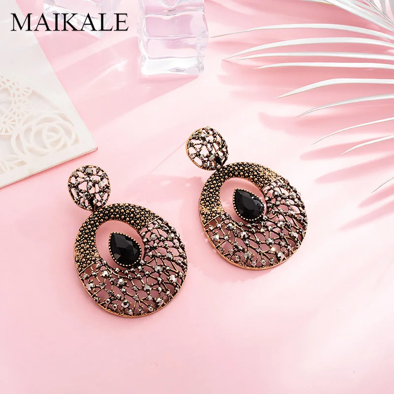 Женские винтажные серьги гвоздики MAIKALE большие круглые из преувеличенного