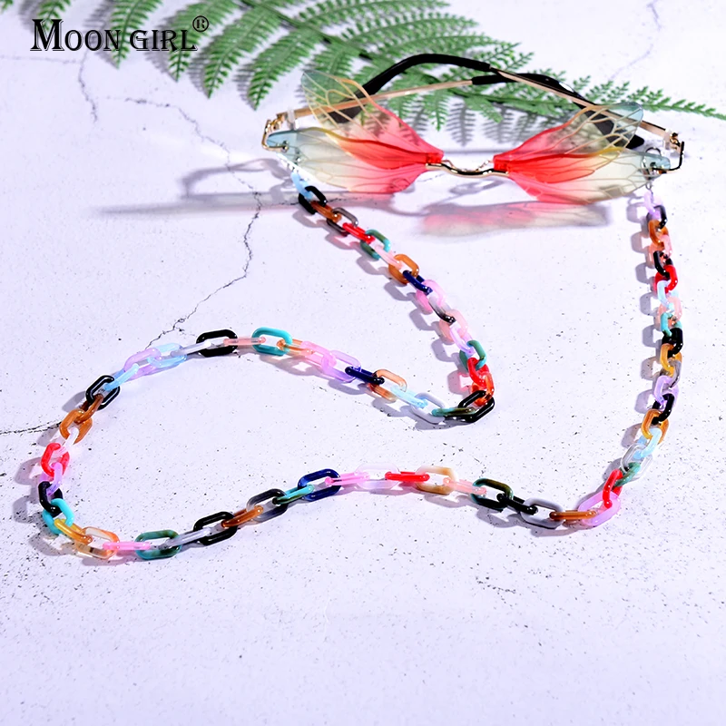 Colored Acrylic Glasses Chain on the Neck Women Men Trendy Boho Eyewear Sunglasses Holder Strap Lanyard Necklace Accessories