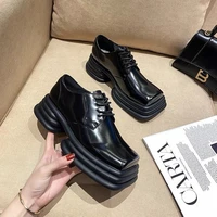 square toe mary jane shoes women 2021 new summer all matching chunky heel high retro french british style leather shoes