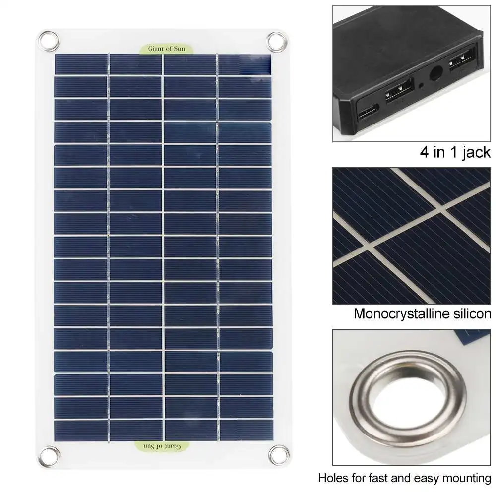 50 Вт Панели солнечные комплект в комплекте 12V/5V USB 4 Jack с 60/100A контроллер панели