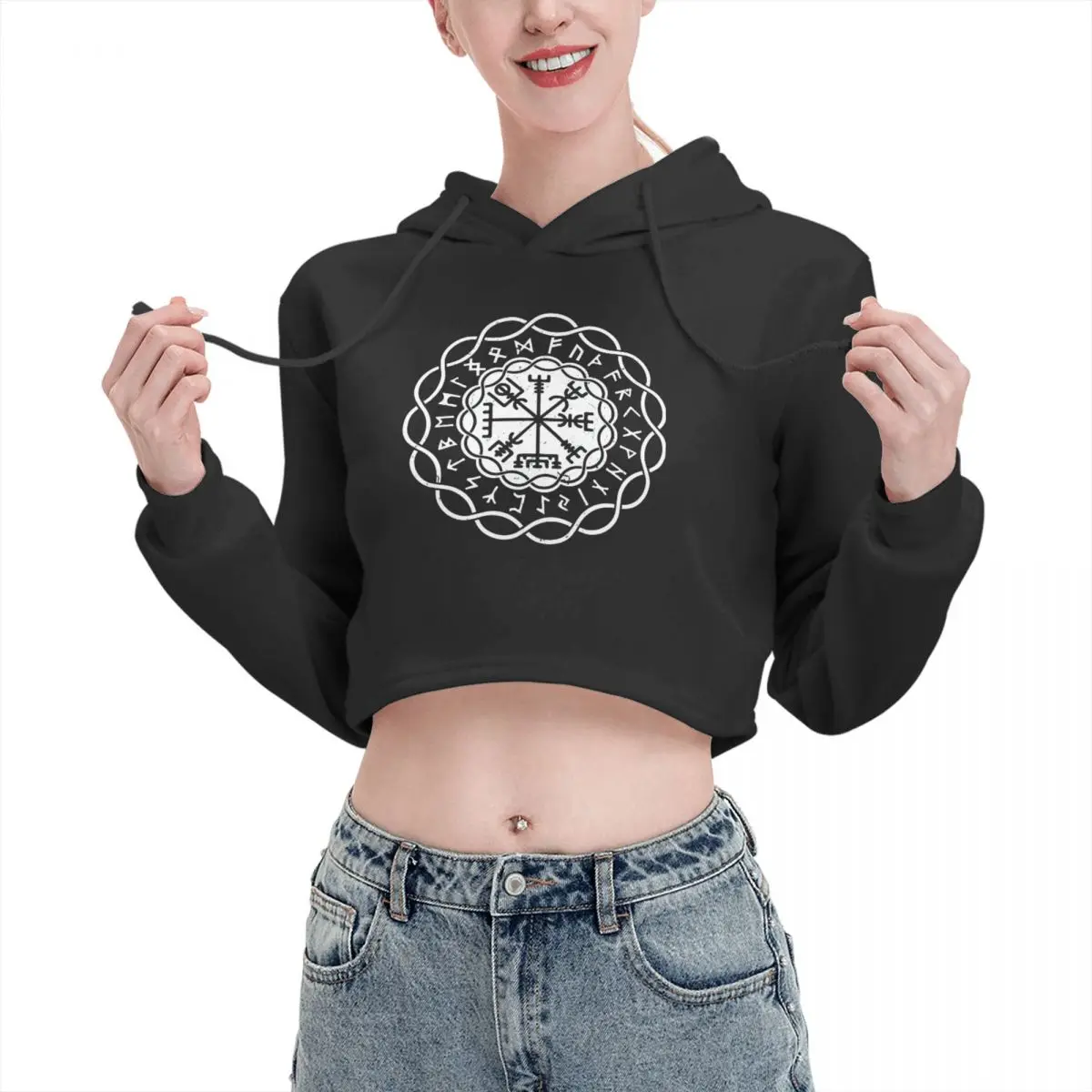 

Open navel Cat Ear Hoodie Sweater Viking Compass Yggdrasil Viking Vikings With hood Funny Novelty beautiful Print R339 Hoodie