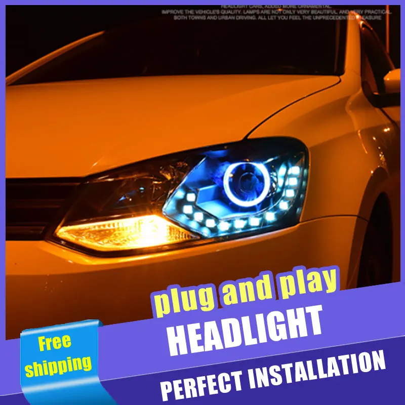 2 шт. светодиодный Автомобильные светодиодные фары для vw Polo 2013 ные DRL двухлучевые