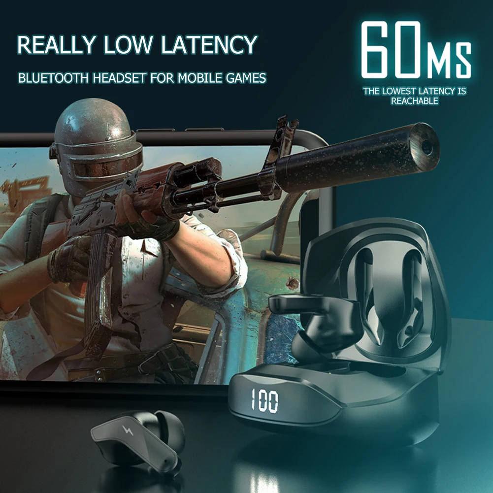 

Wireless Headphones Bluetooth 5.0 Earphone Waterproof TWS Stereo Gaming Headset Digital Display Waterproof Earbuds For Gamer