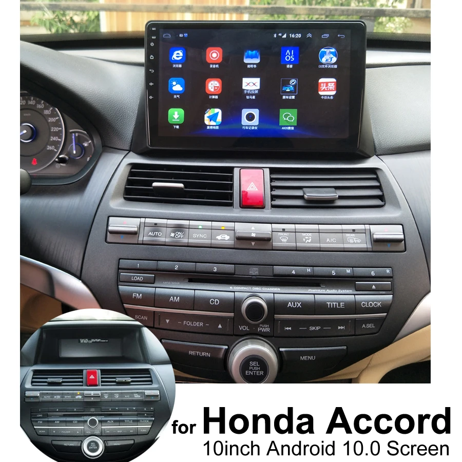 Автомобильный мультимедийный Dvd проигрыватель 4 Гб + 64 ГБ Android 10 0 2Din GPS для Honda Accord 8
