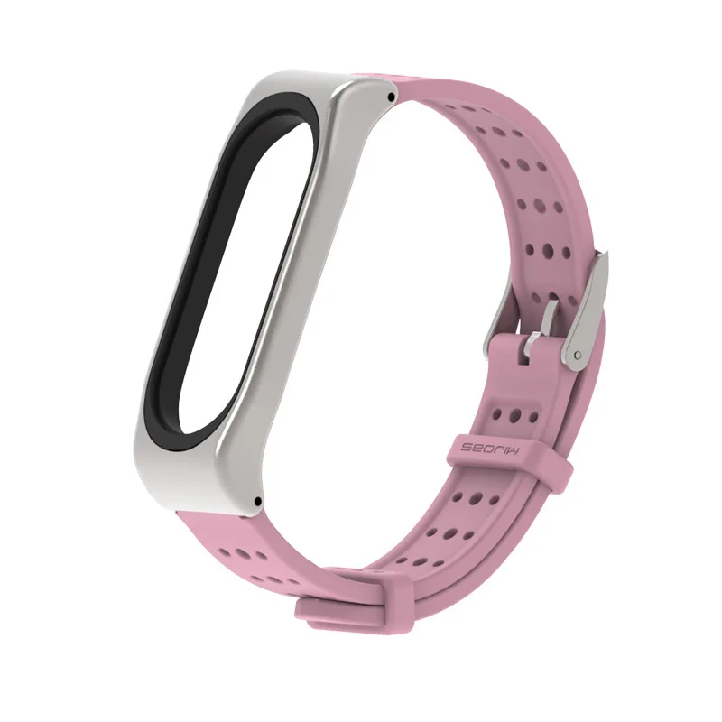 

wristband Replacement For Xiaomi Mi Band 3/4 universal silicone strap with breathable metal case watch strap 1sh