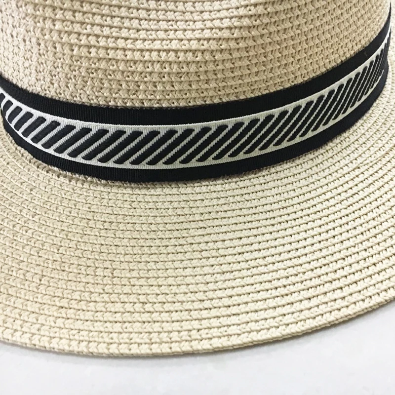 

Ymsaid New Natural Panama Soft Shaped Straw Hat Summer Women/Men Wide Brim Beach Sun Cap UV Protection Fedora Hat
