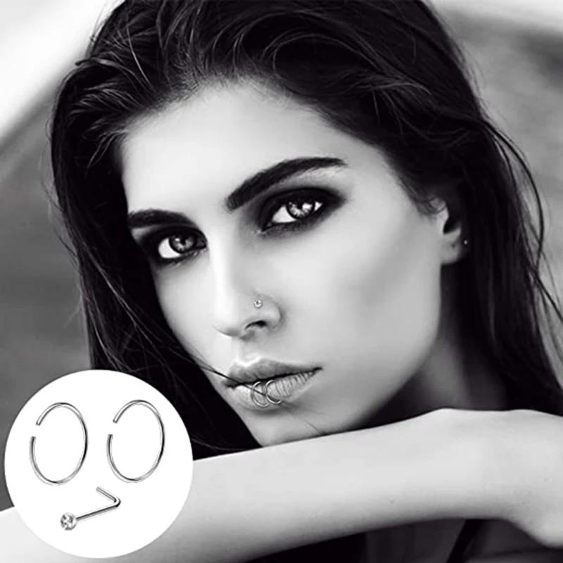 

Кольцо в нос из титановой стали для мужчин и женщин, ювелирное изделие для пирсинга, кольца для носа, шпильки для носа, 36 шт.