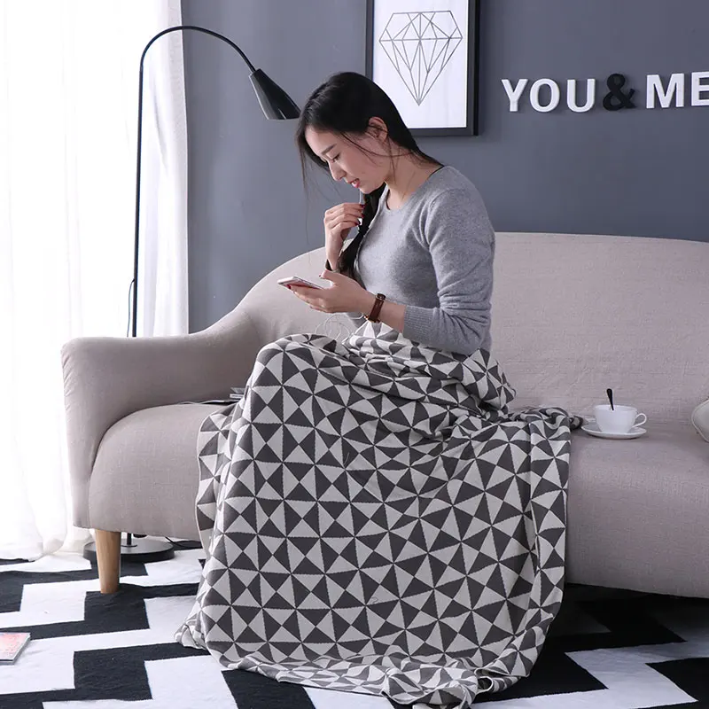 Хлопковое льняное Сетчатое вязаное одеяло покрывало для дивана кровати