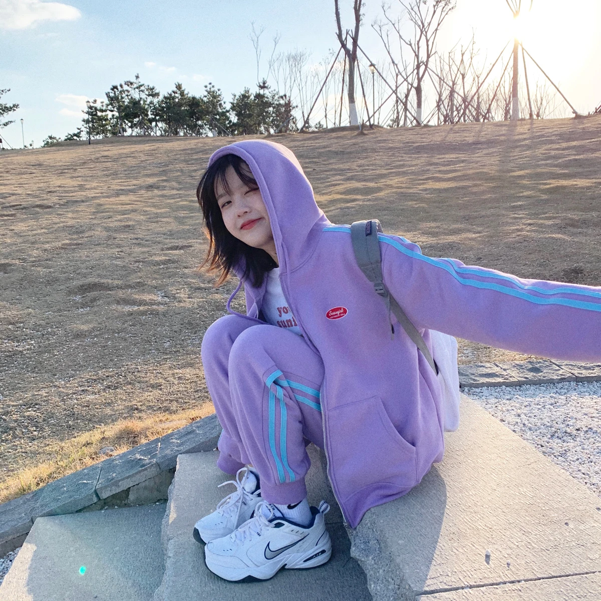 

Long-sleeved blouse women's solid color all-match casual and comfortable outer wear hooded sports running jacket