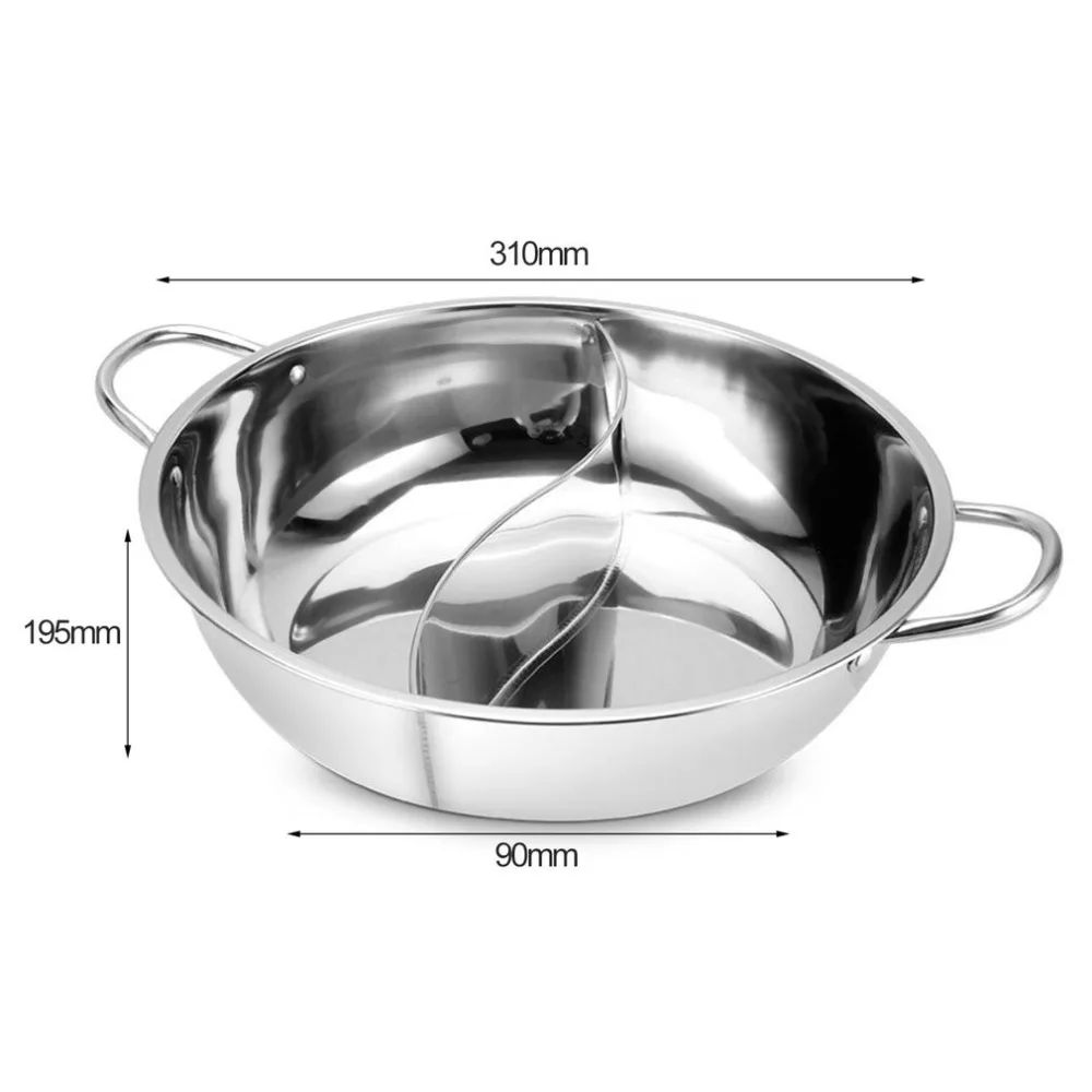 

30cm Stainless Steel Hot Pot Shabu Shabu Kitchen Cooking Durable Dual Site Induction Gas Stove Hot Pot Cooking Pot