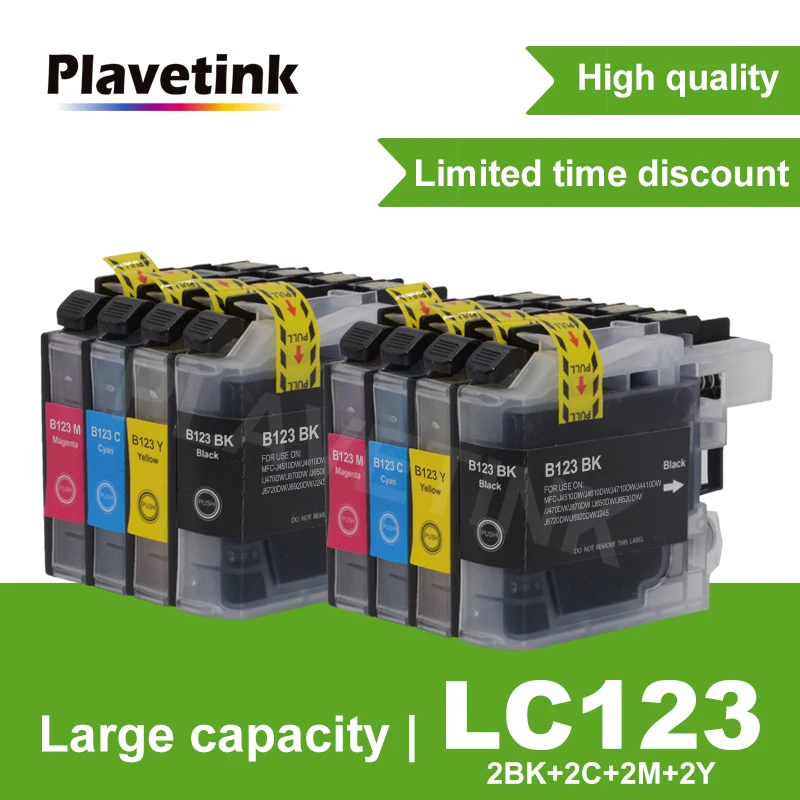 

Чернильный картридж Plavetink LC-123 LC123, совместимый с Brother, чернильный картридж LC 123, Φ 4610, 650, фотографический принтер