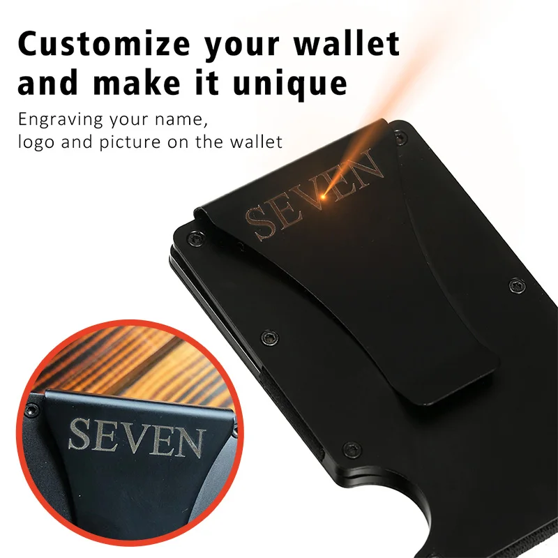 

Engraving Name Credit Card Holder RFID Blocking Metal Men Wallet Purse Male Business Card Holder Carteira Masculina Billetera